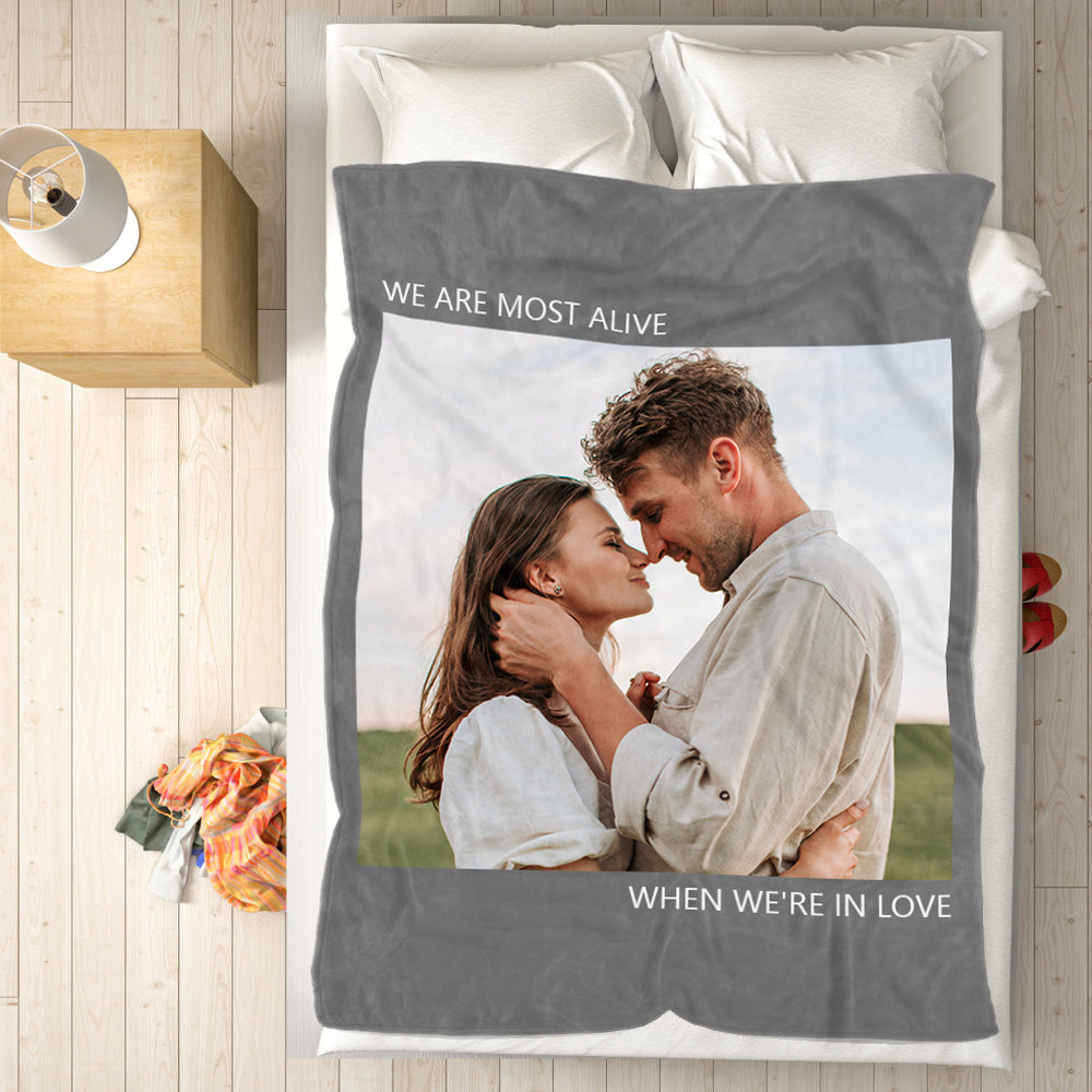 Custom Photo Blanket Fleece Throw Blanket With Text