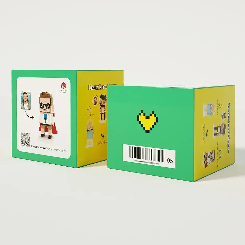 Creative Children's Growth Record Photo Frame Full Body Customizable 3 People Custom Cute Brick Figures Photo Frame Small Particle Block