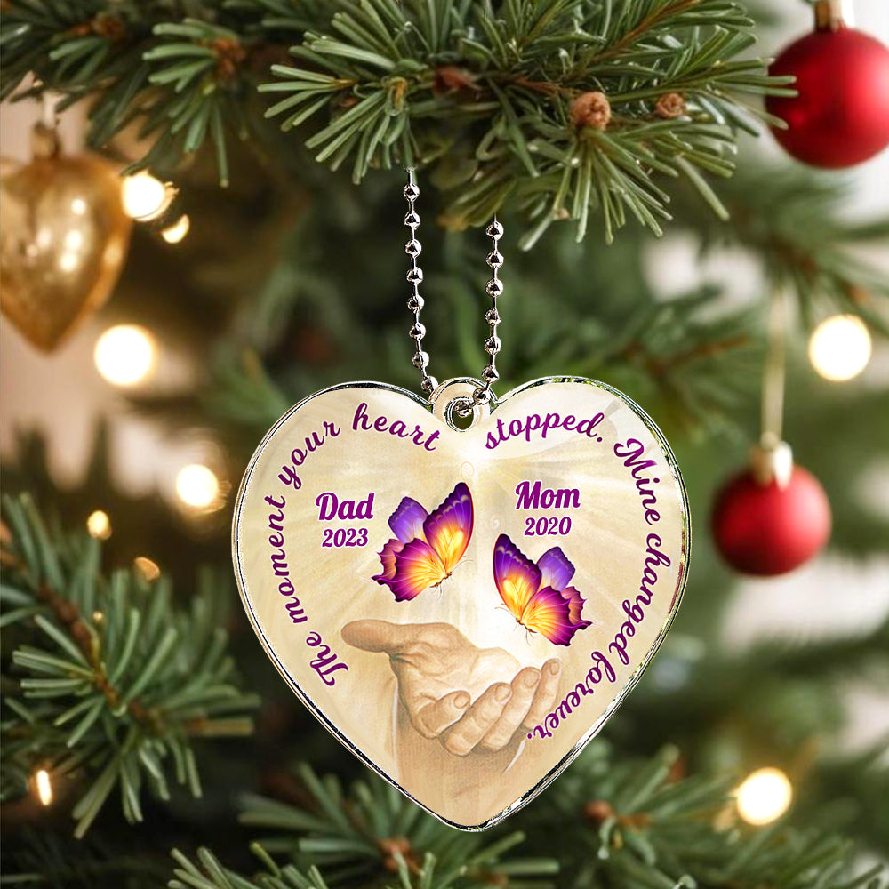 Personalized Butterfly Car Ornament with Name Heart Memorial Ornament Gift