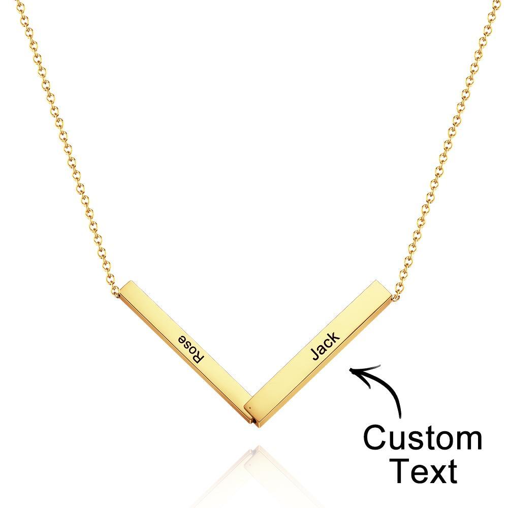 Custom Engraved Necklace Folded Bar Necklaces Unique Gift for Women