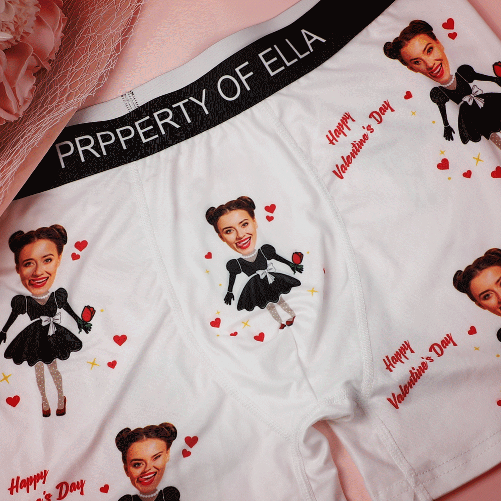 Custom Photo Boxer Men's Heart Face Underwear Couple Gifts AR View