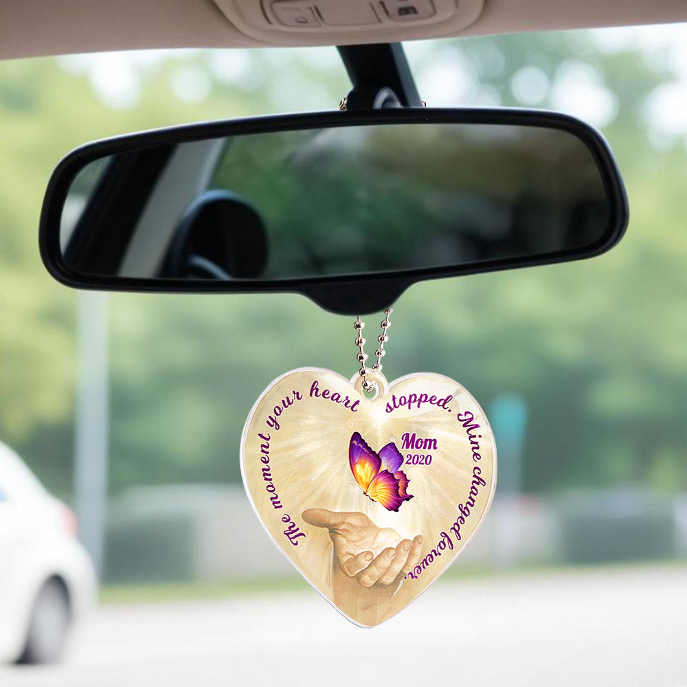 Personalized Butterfly Car Ornament with Name Heart Memorial Ornament Gift