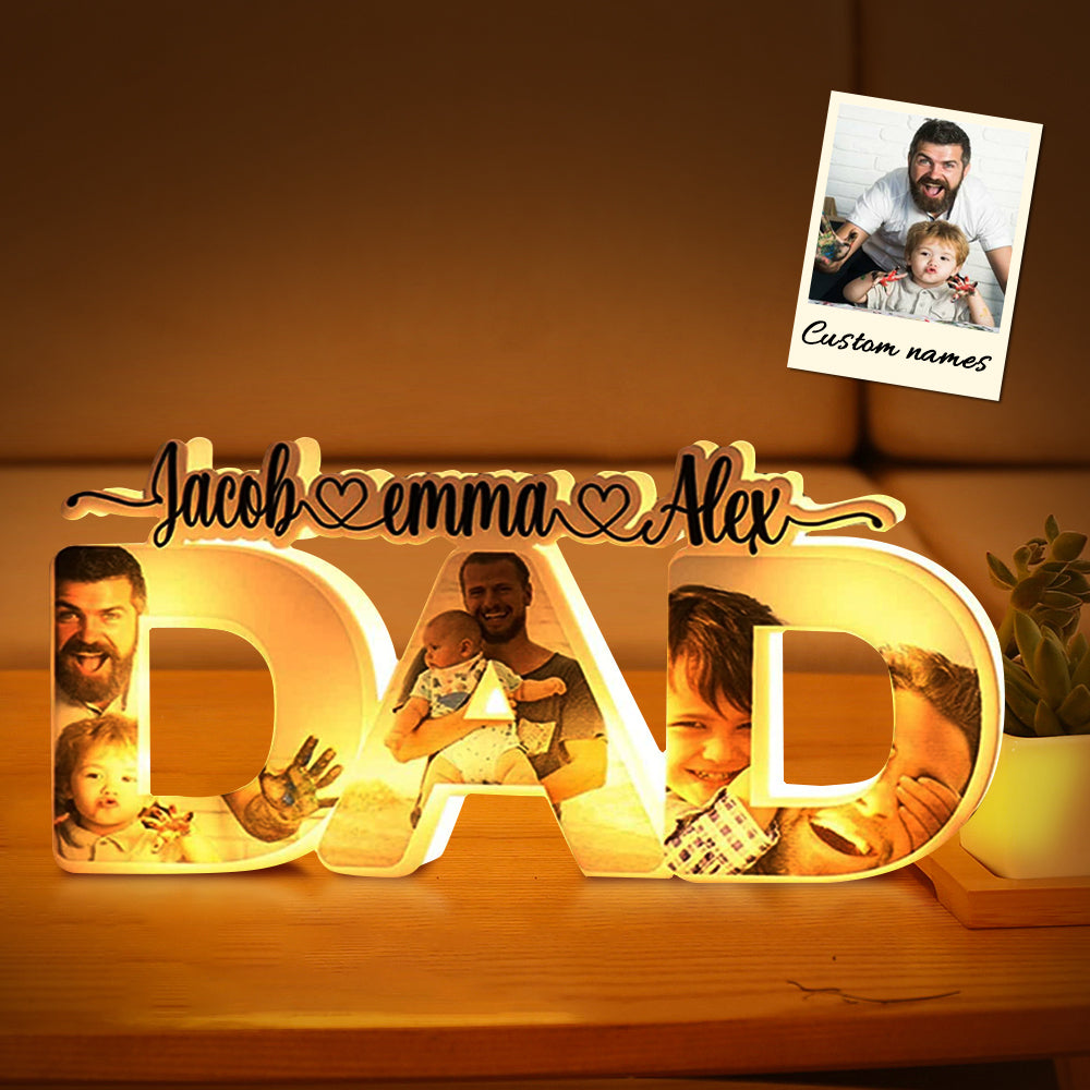 Personalized Father's Day Night Lamp Custom Acrylic Family Photo Dad Night Light with Name copy 1