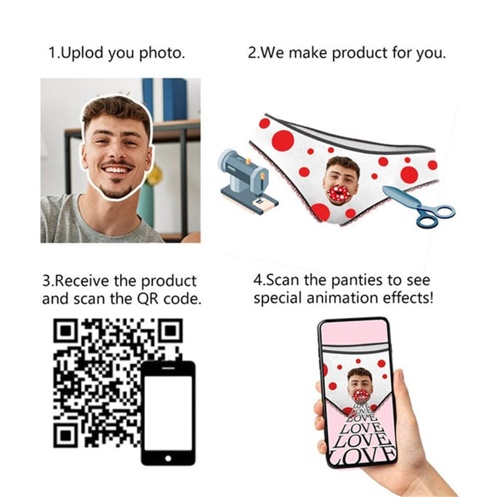 Custom Face Women's Panties Personalized Red Lips Briefs