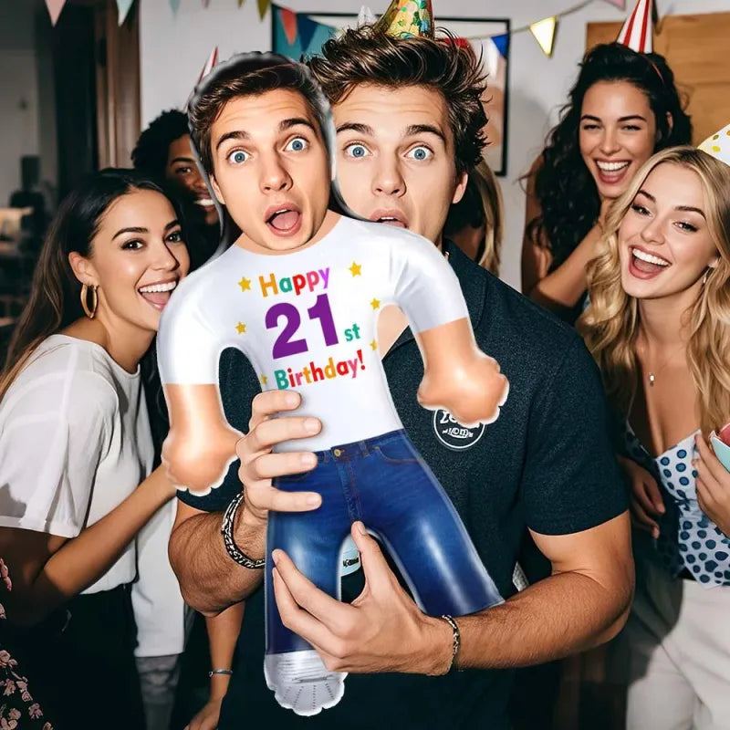 Custom Face Happy Birthday! Blow Up Dolls Funny Inflatable Balloon Custom Air Doll for Party Favors