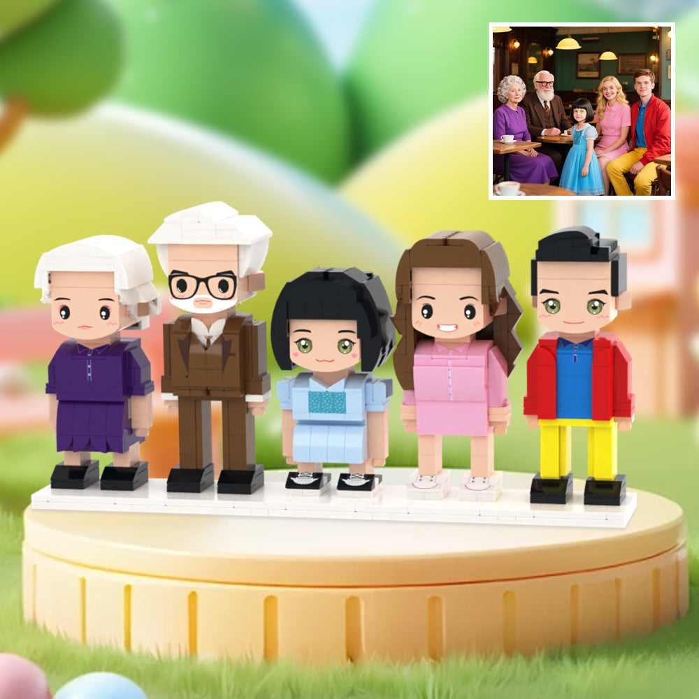 Custom Full-Body Cute Brick Figures of 5 People Personalized Anniversary Gift Birthday Gift