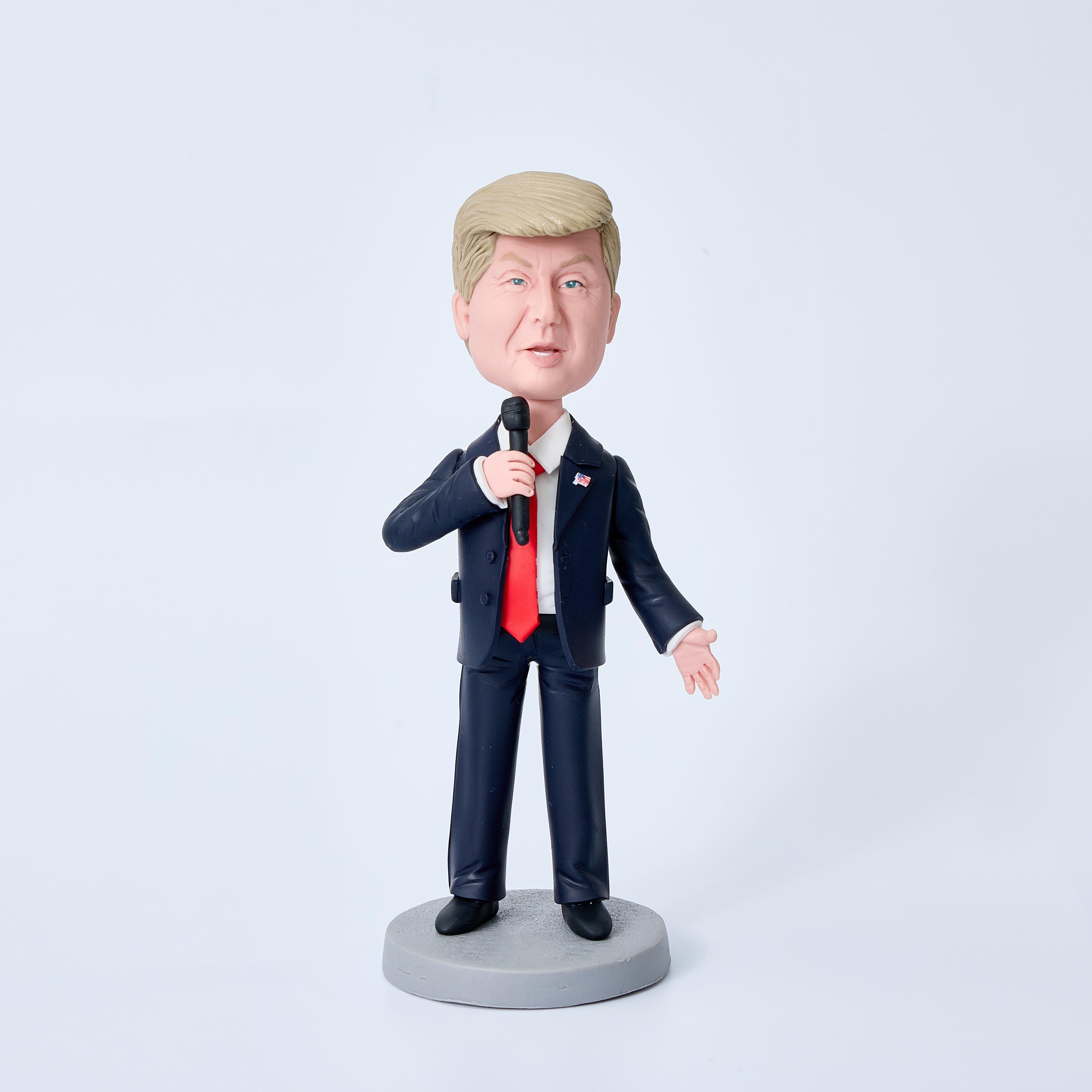 Donald Trump Black Suit with Microphone Lecture Bobblehead