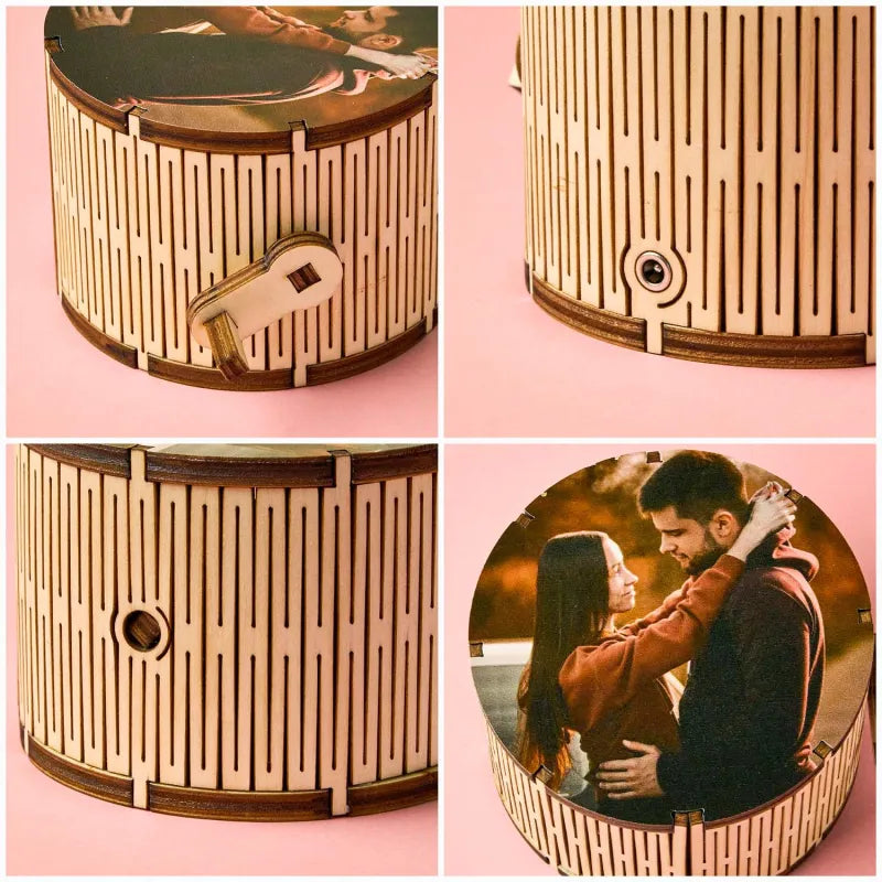 Custom Photo Music Box Hand Crank Unique Gift for Couples Wedding Home Decor