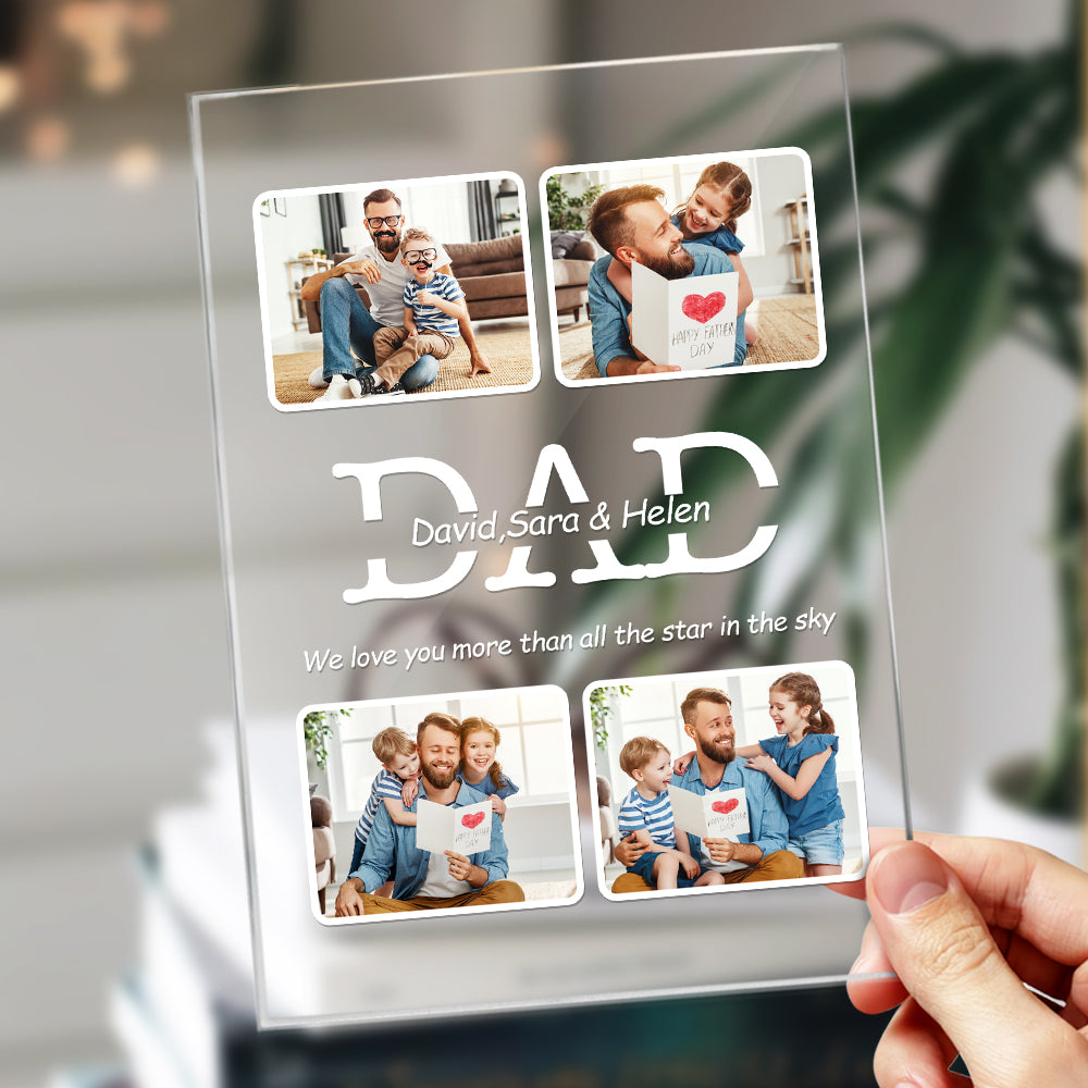 Personalized Photo Night Light with Name We Love You More Than All the Star In the Sky for Dad