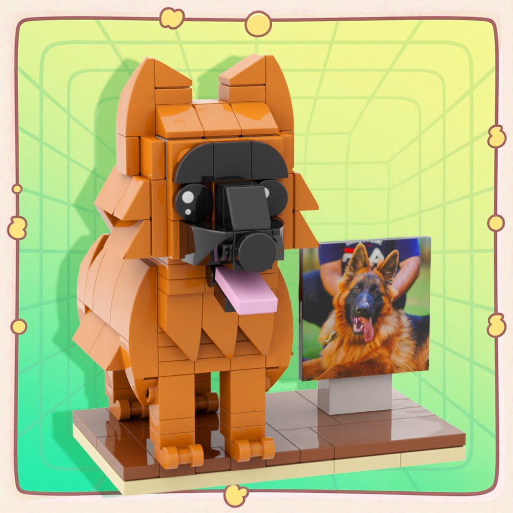 Custom Full-Body Brick Figures of 1 Dog with Frame Personalized Birthday Gift for Pet Lover
