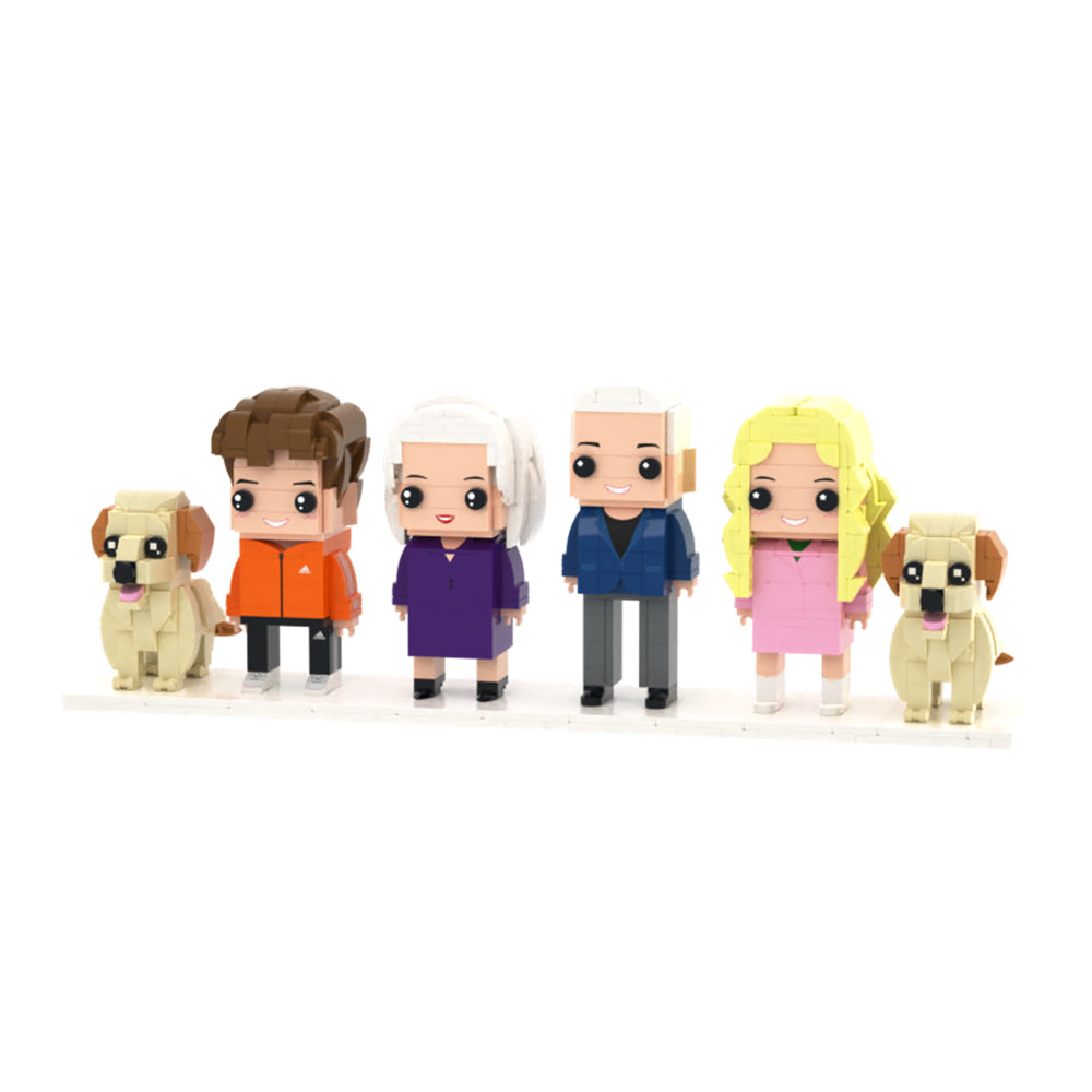 Custom Full-Body Brick Figures of 4 People and 2 Dogs Personalized Anniversary Gift Birthday Gift