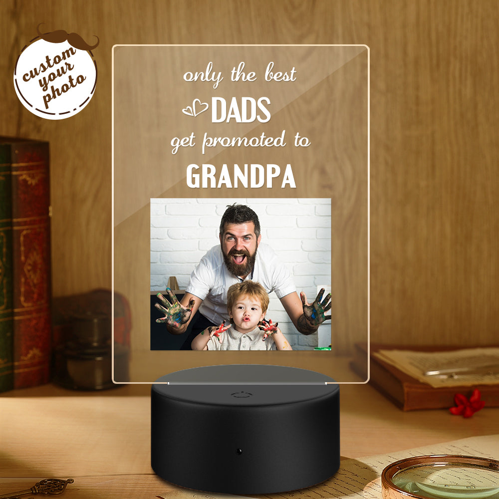 Father's Day Gift Custom Photo Night Light Only the Best Dads Get Promoted to Grandpa