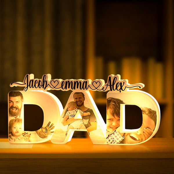 Personalized Father's Day Night Lamp Custom Acrylic Family Photo Dad Night Light with Name copy 1