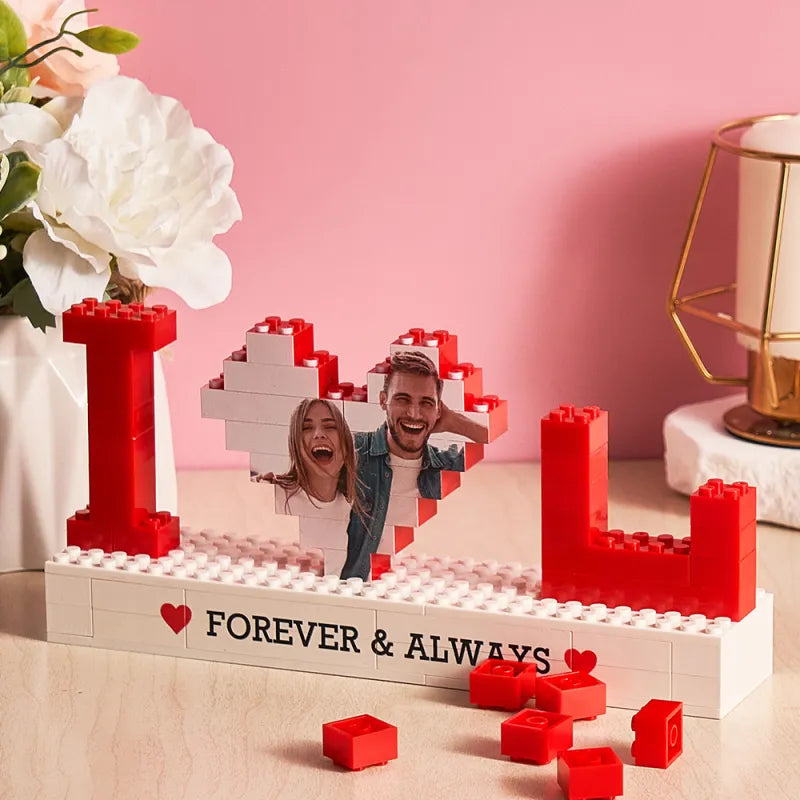 Personalized I Love You Photo Building Brick Puzzles Custom Text Photo Block Gift for Lover