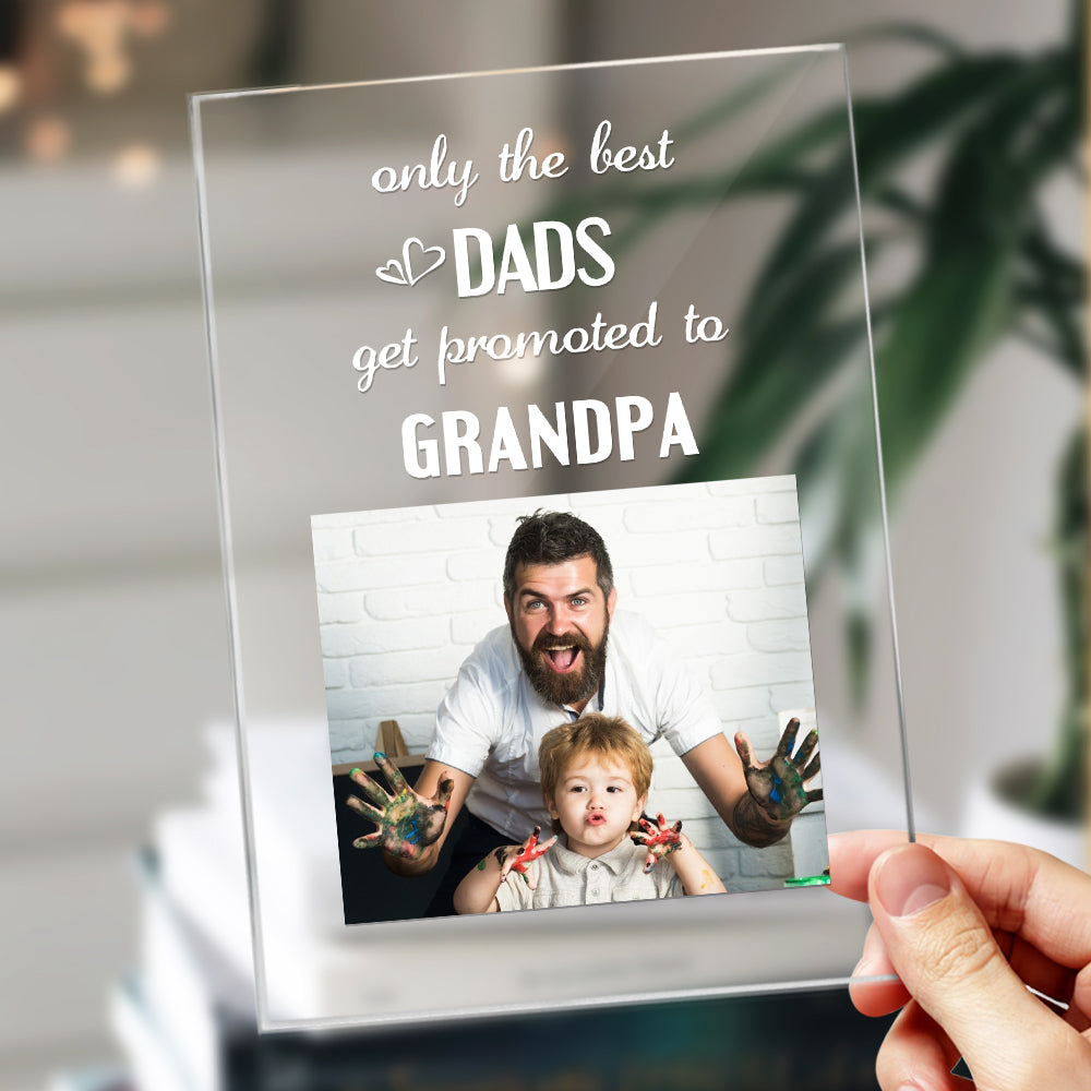 Father's Day Gift Custom Photo Night Light Only the Best Dads Get Promoted to Grandpa