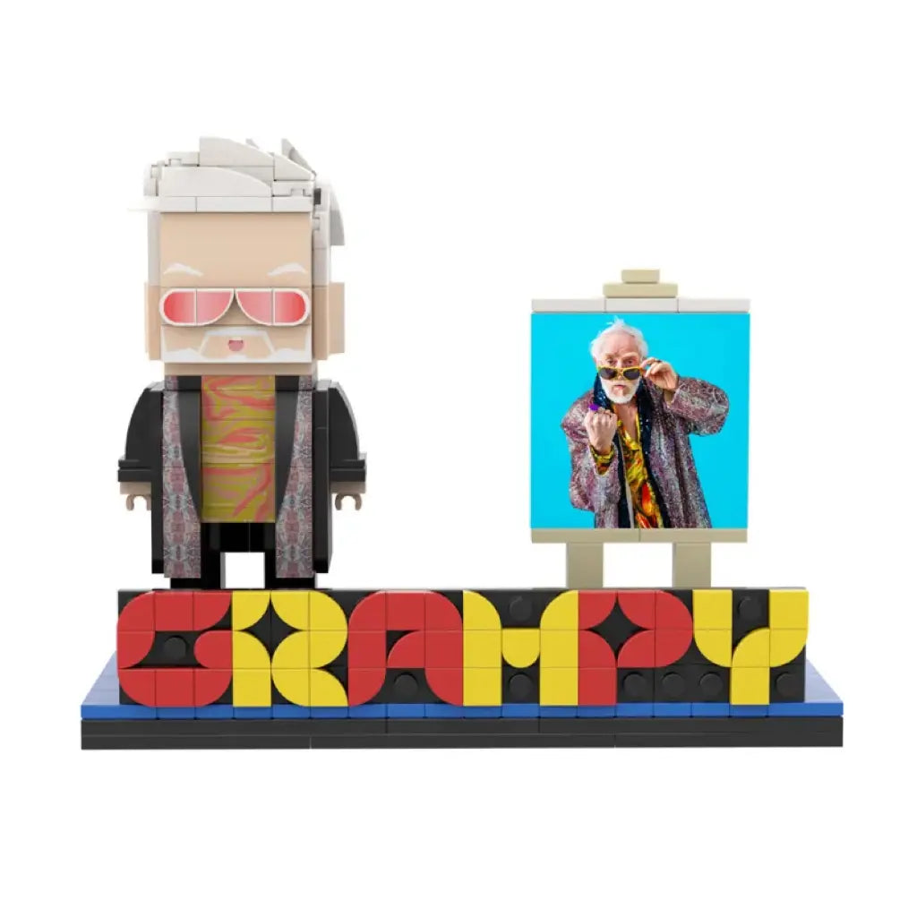 Full Body Customizable GRAMPY Building Block Figures with Photo - Perfect Father's Day Gift