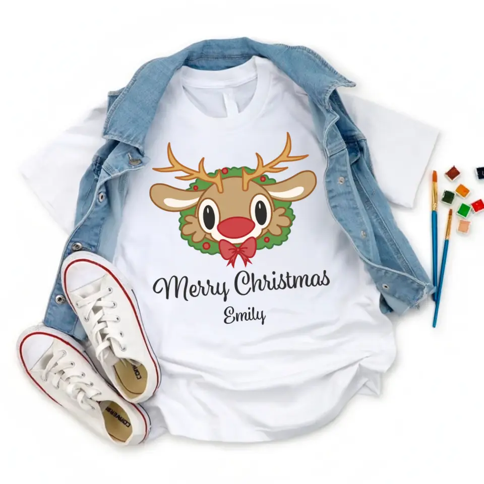 Kid's Merry Christmas with Deer