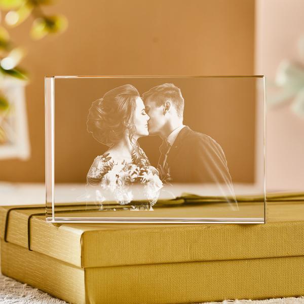 2D 3D Laser Engraved Crystal Cube Custom Photo Block