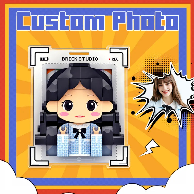 Personalized Brick Figure Fridge Magnets Pink Photo Stickers DIY Gift Fridge Magnets Gifts For Girlfriend Boyfriend