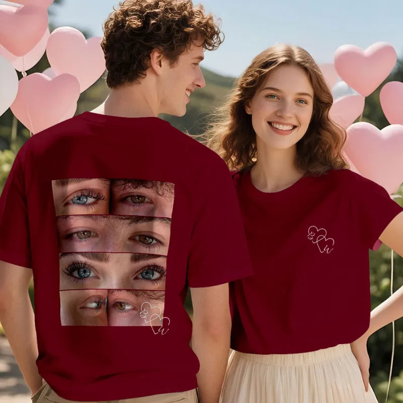 Custom Photo T-shirt Personalized Eyes Shirt for Couple Valentines Gift