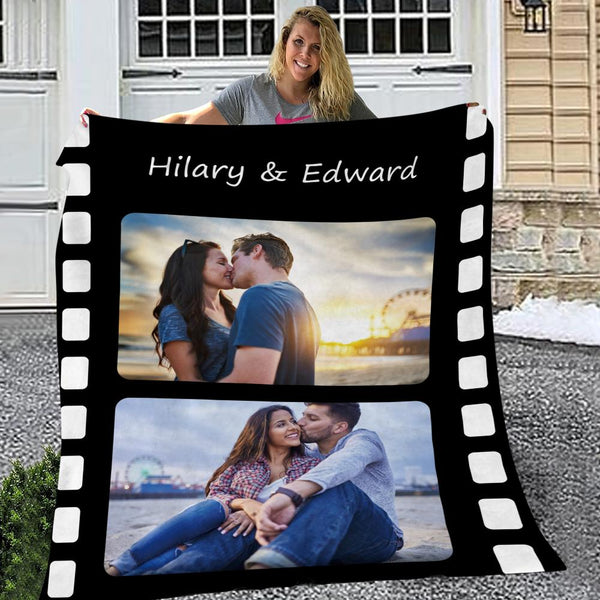 Custom Photo Fleece Flannel Blanket with Text