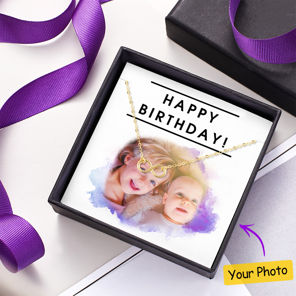Custom Message Card with Infinity Necklace Best Birthday Gift for Women