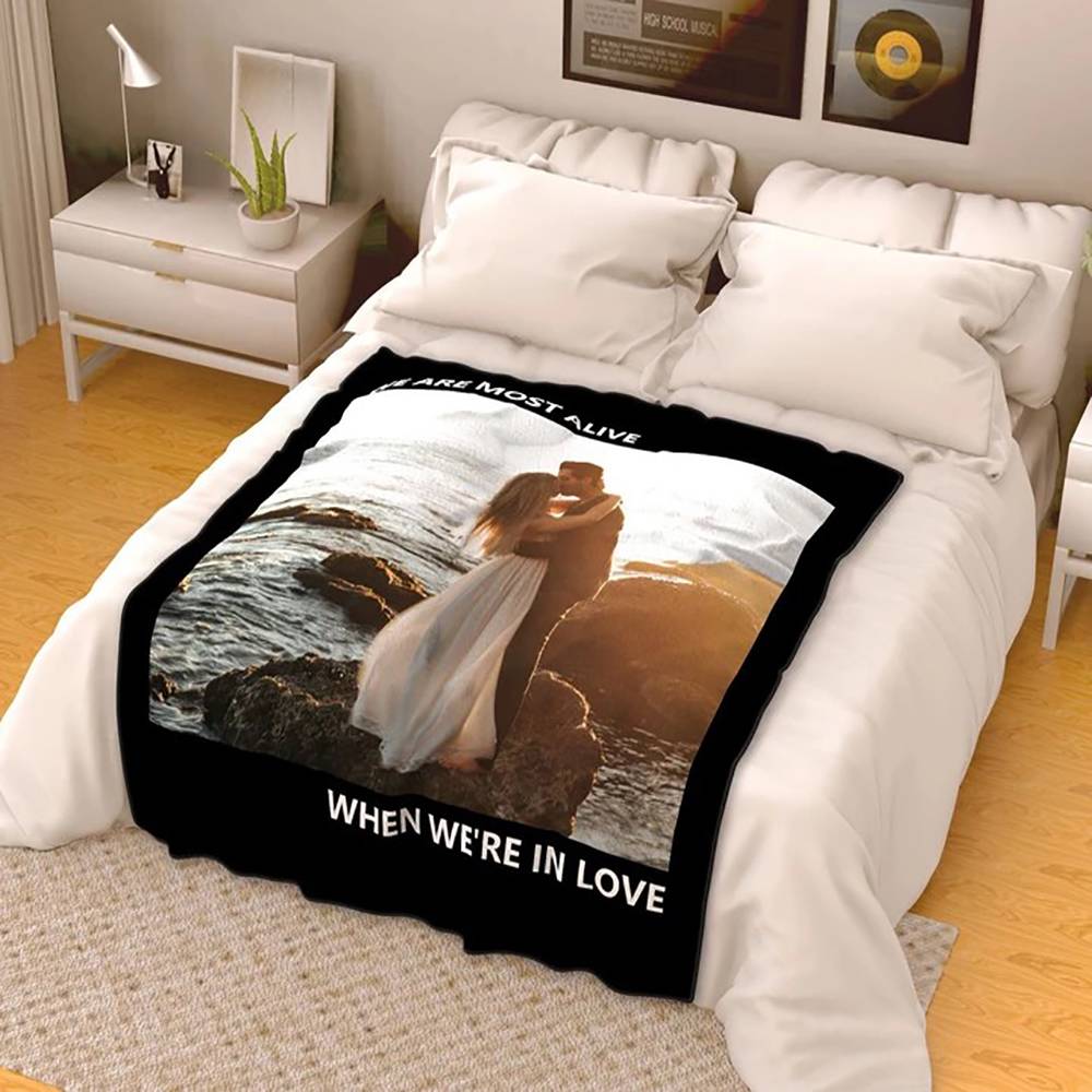 Custom Photo Blanket Fleece Throw Blanket With Text