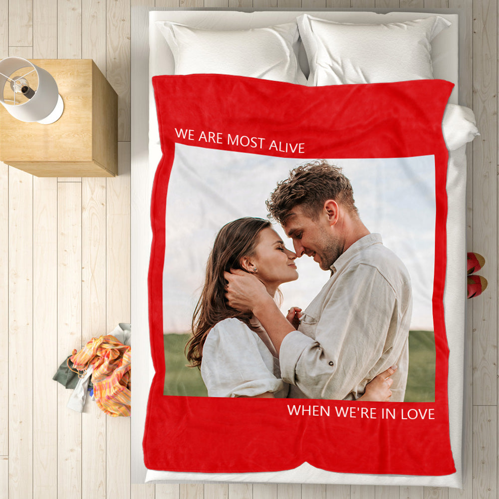 Custom Photo Blanket Fleece Throw Blanket With Text