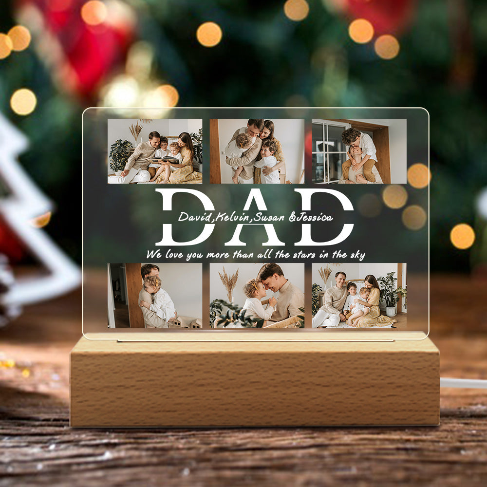 Personalized DAD LED Night Light Custom 6 Photos and Text Acrylic Lamp copy 1