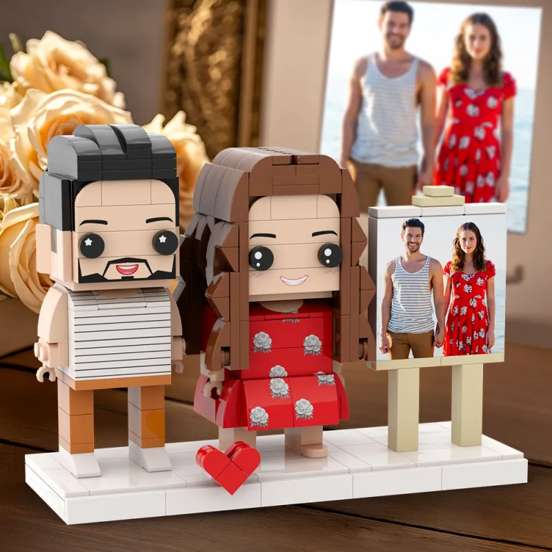 Customizable 2 People Photo Frame Custom Brick Figures Small Particle Block Valentine's Day Gift