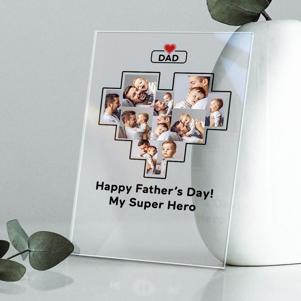 Father's Day Gift Custom Photo Plaque Personalized Glass Nightlight Gift
