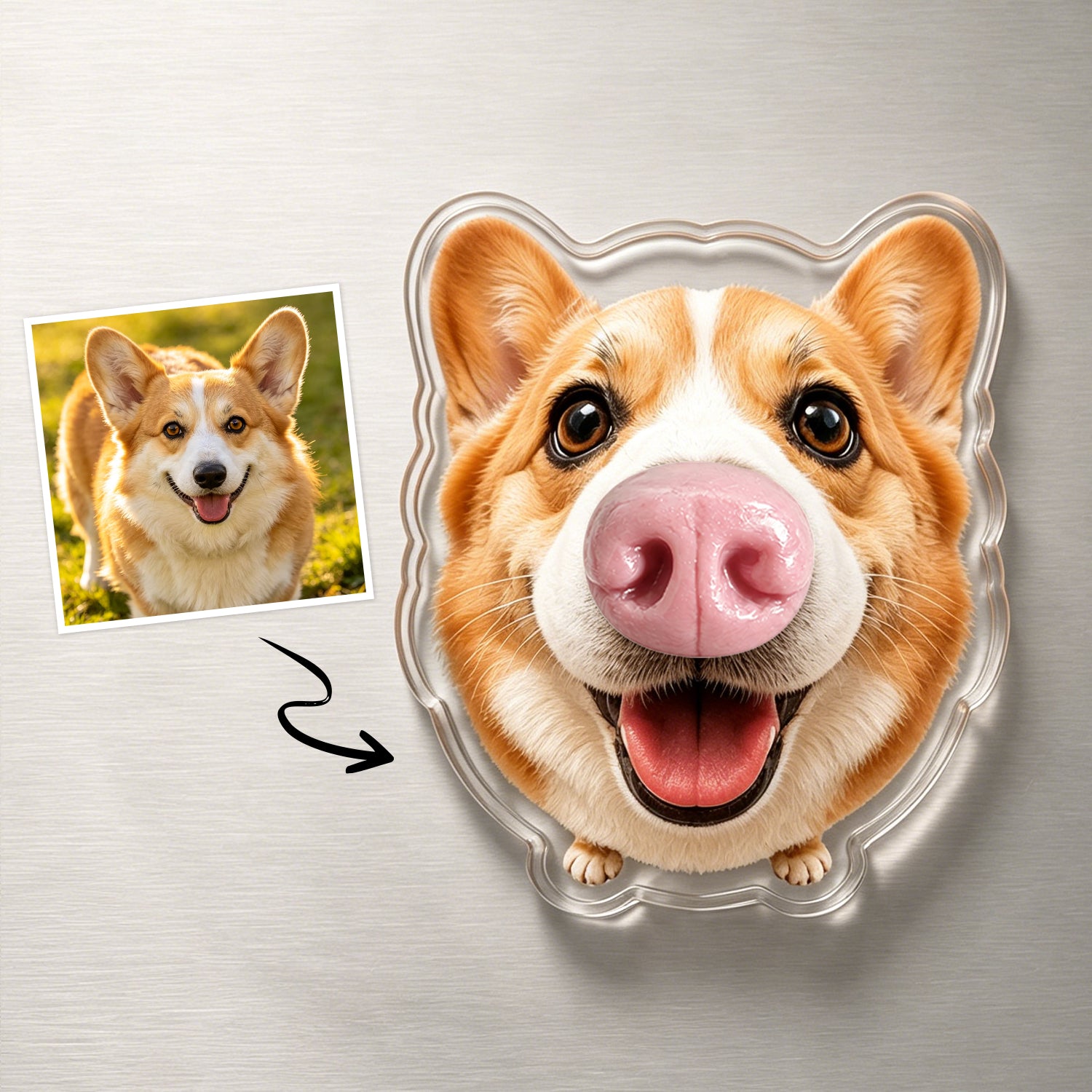 Custom Dog Nose Squishy Fridge Magnet Sticker – Personalized Pet Nose Squeeze Toy with Custom Face & Name