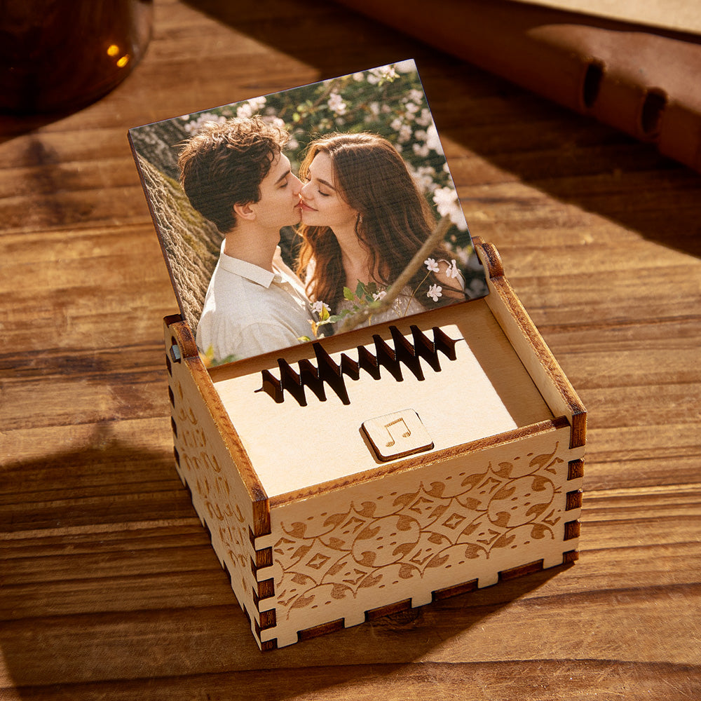Personalized Wooden Photo Music Box Custom Song Voice Unique Anniversary Gift