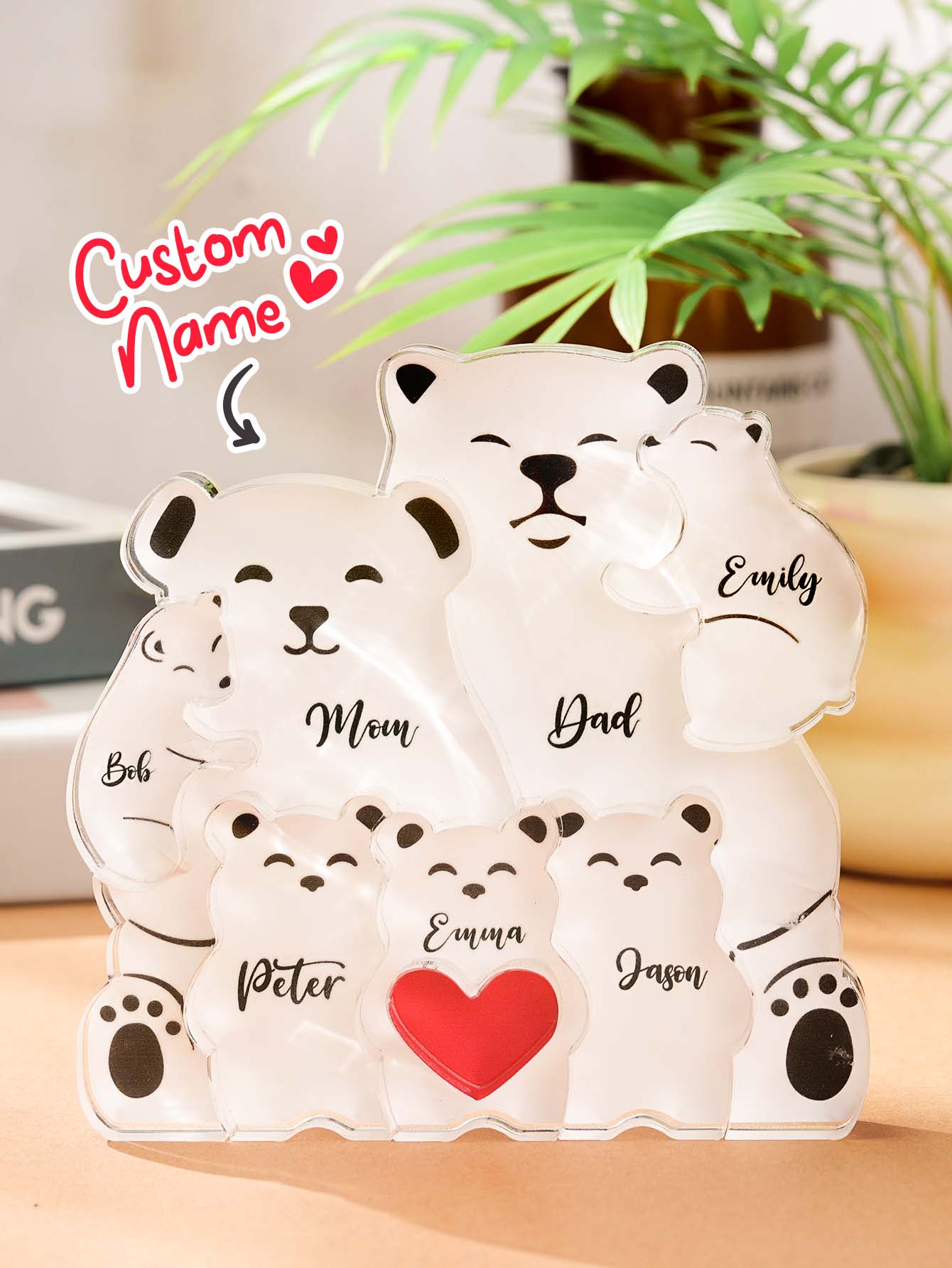 Personalized Bear Puzzle Custom Family Member Names Puzzle Gift for Mother