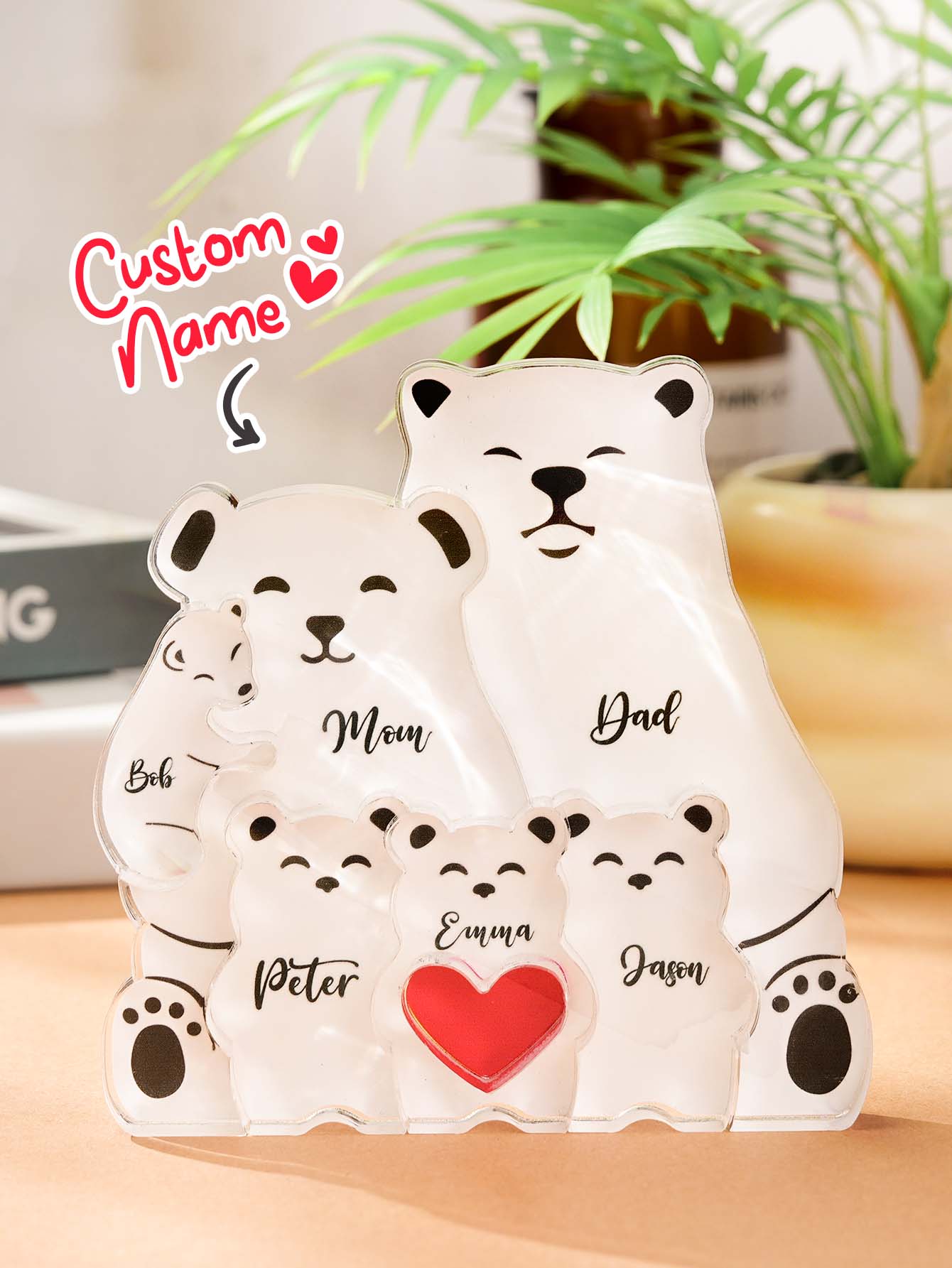 Personalized Bear Puzzle Custom Family Member Names Puzzle Gift for Mother