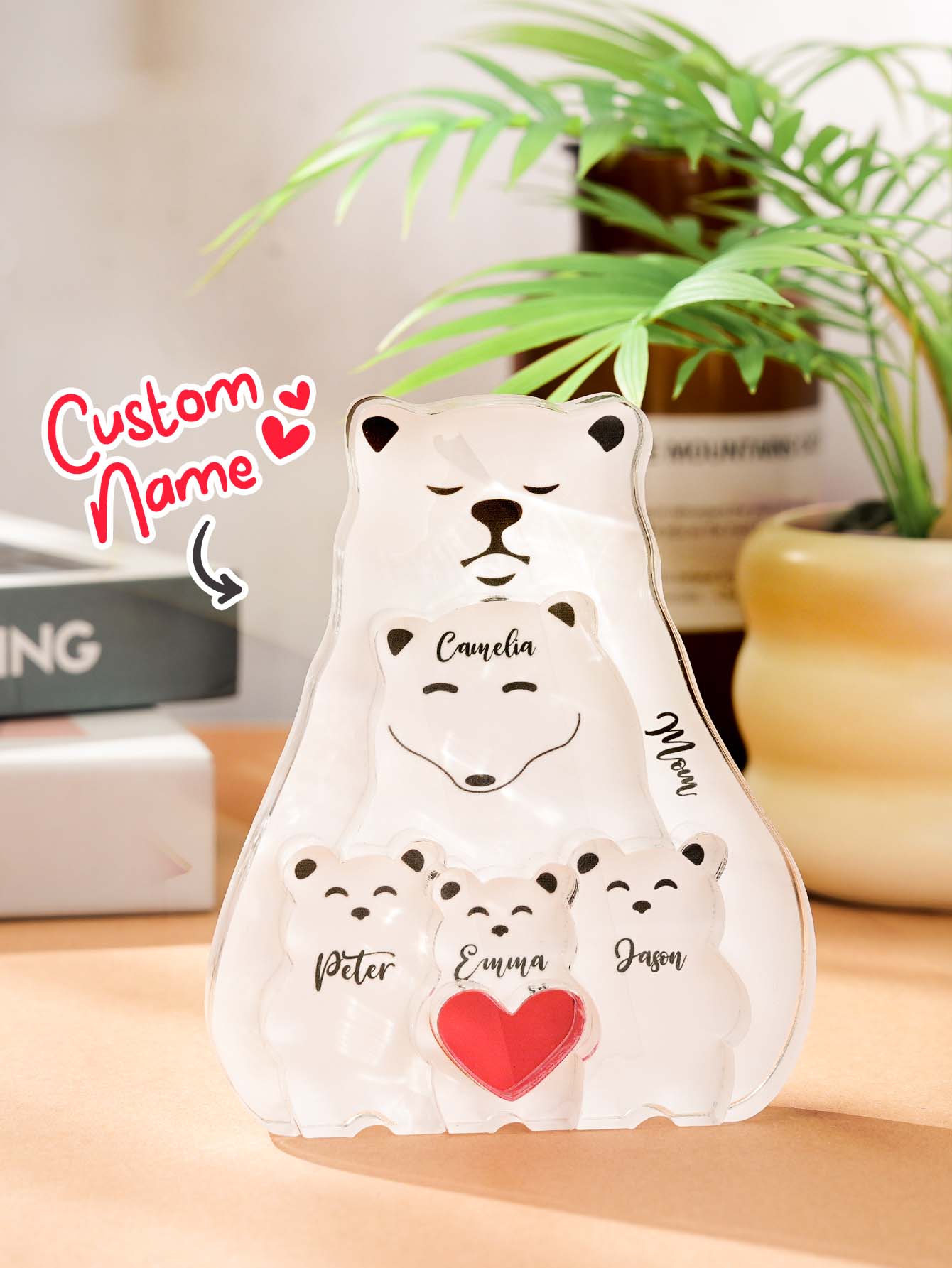 Personalized Bear Puzzle Single Parent Bears Family Block Puzzle Gifts for Mother Father