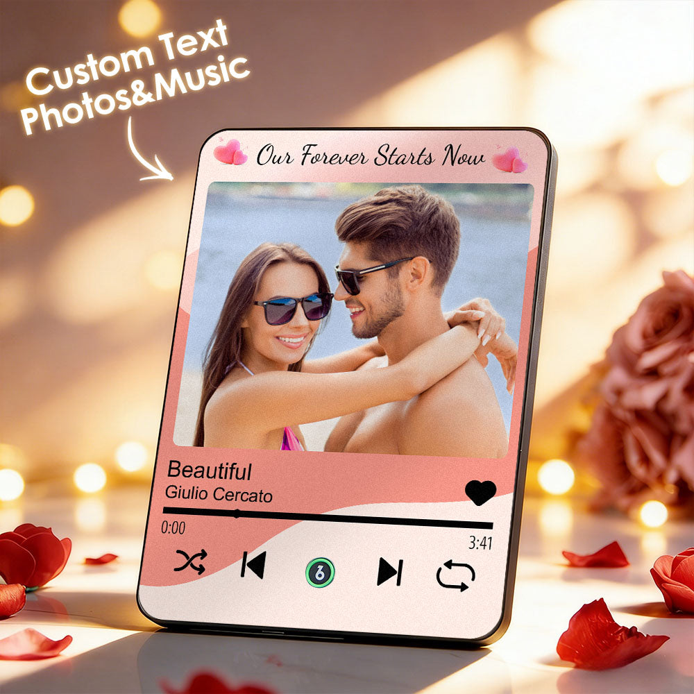 Custom Music Pink Plaque Personalized Photo Music Plaque Can Play Songs Gift for Lover Valentines GIft