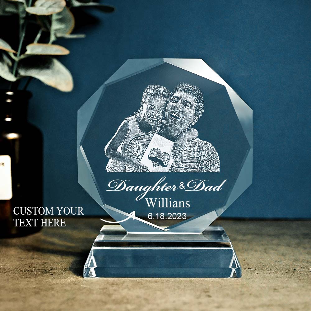 Custom Photo Engraved Ornaments Crystal Glass Father's Day Gifts