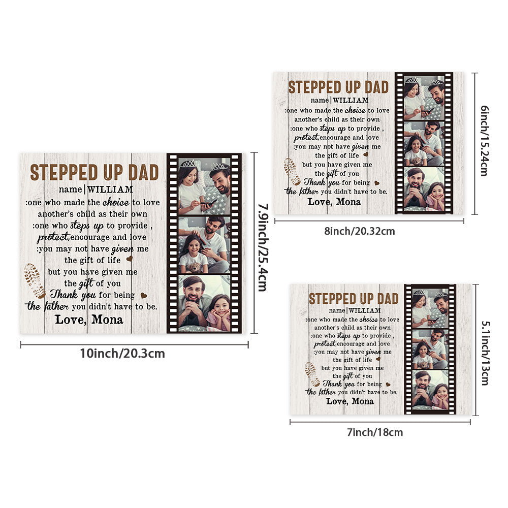 Personalized Dad Picture Frame Custom Stepped Up Dad Film Sign Father's Day Gift