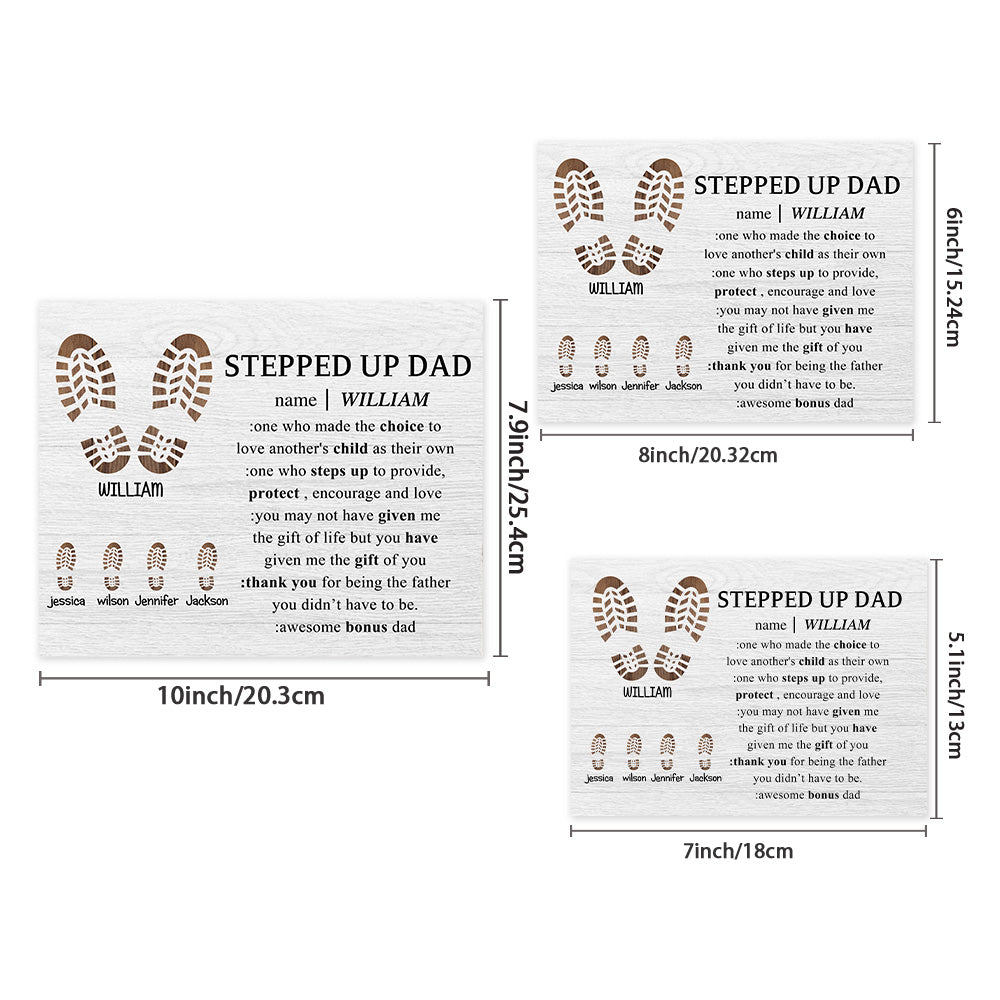 Personalized Footprint Picture Frame Custom Stepped Up Dad Sign Father's Day Gift