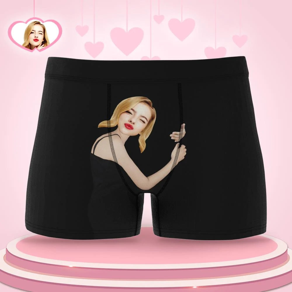 Custom Love Hug Boxer Shorts Personalized Boxers Briefs with Picture with Package