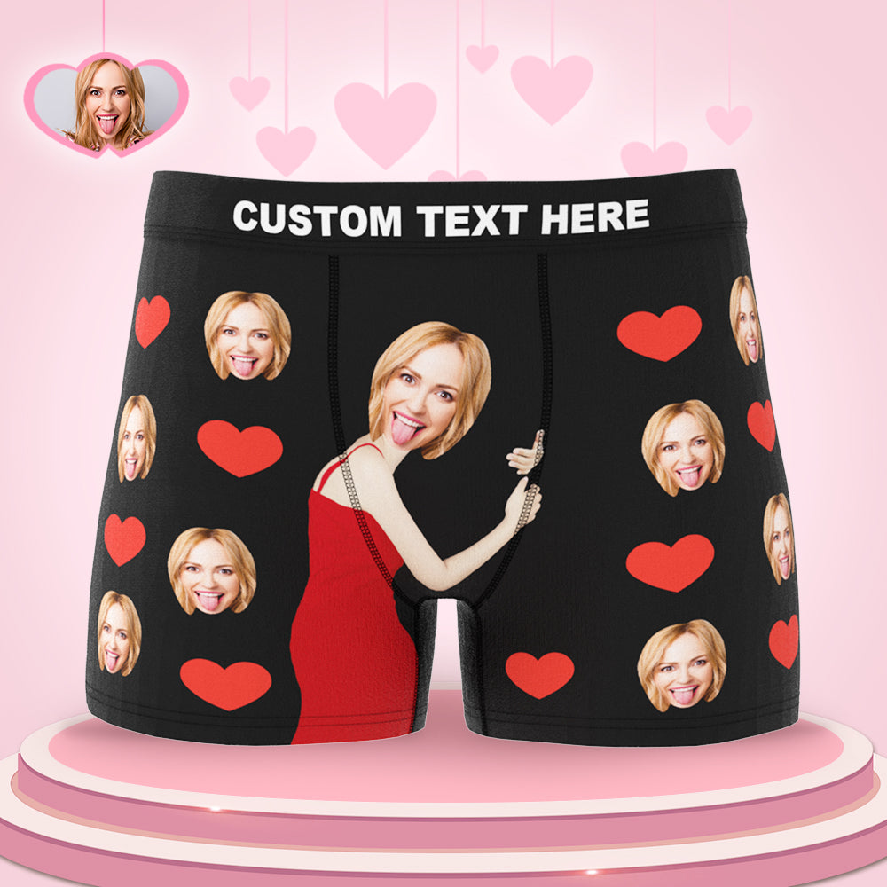 Personalize Face Boxer Love Heart Underwear Custom Funny Underwear Anniversary Gift For Him
