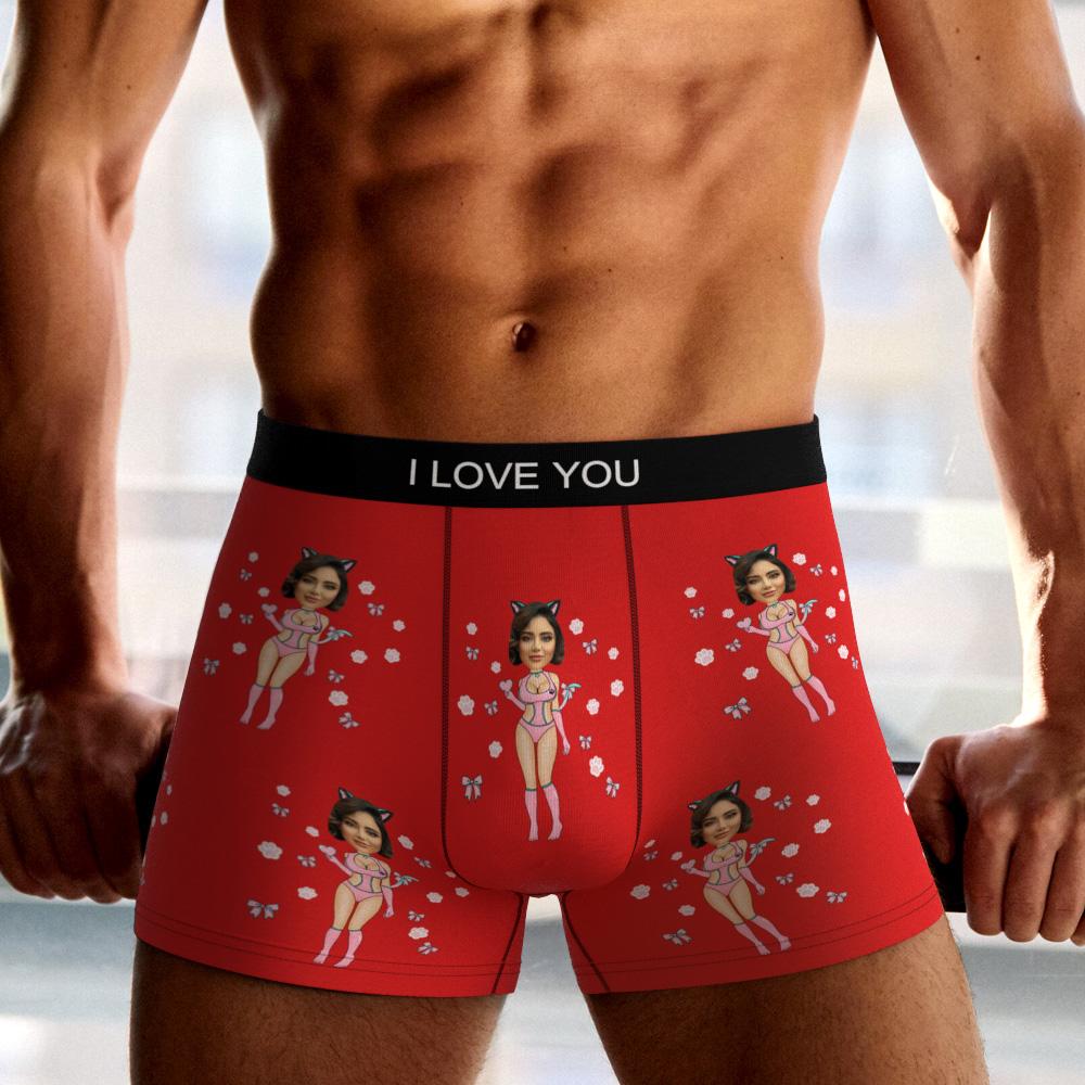 Custom Photo Boxer Catwoman Underwear Men's Underwear Gift For Boyfriend AR View Valentine's Day Gift