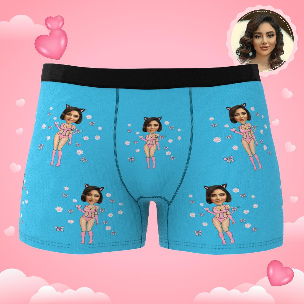 Custom Photo Boxer Catwoman Underwear Men's Underwear Gift For Boyfriend AR View Valentine's Day Gift