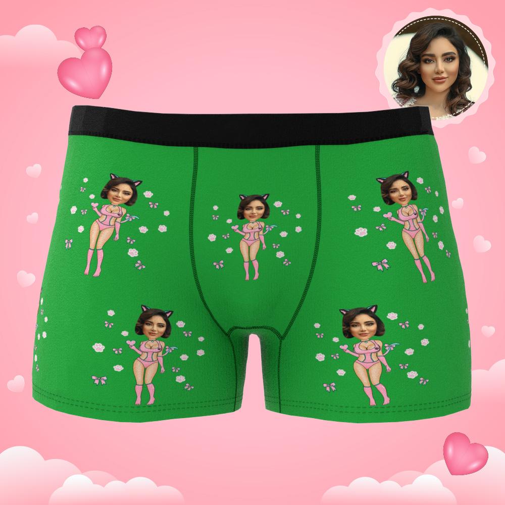 Custom Photo Boxer Catwoman Underwear Men's Underwear Gift For Boyfriend AR View Valentine's Day Gift