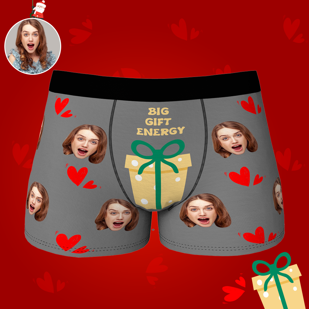 Custom Face Christmas Boxer Funny Big Gift Energy Underwear