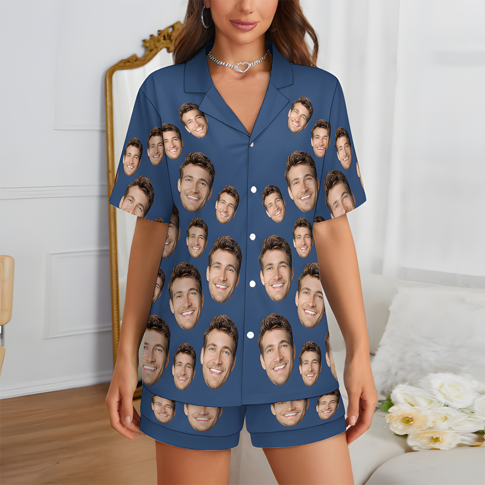 Custom Face Short Sleeve Pajama Valentine's Day Gift for Lover