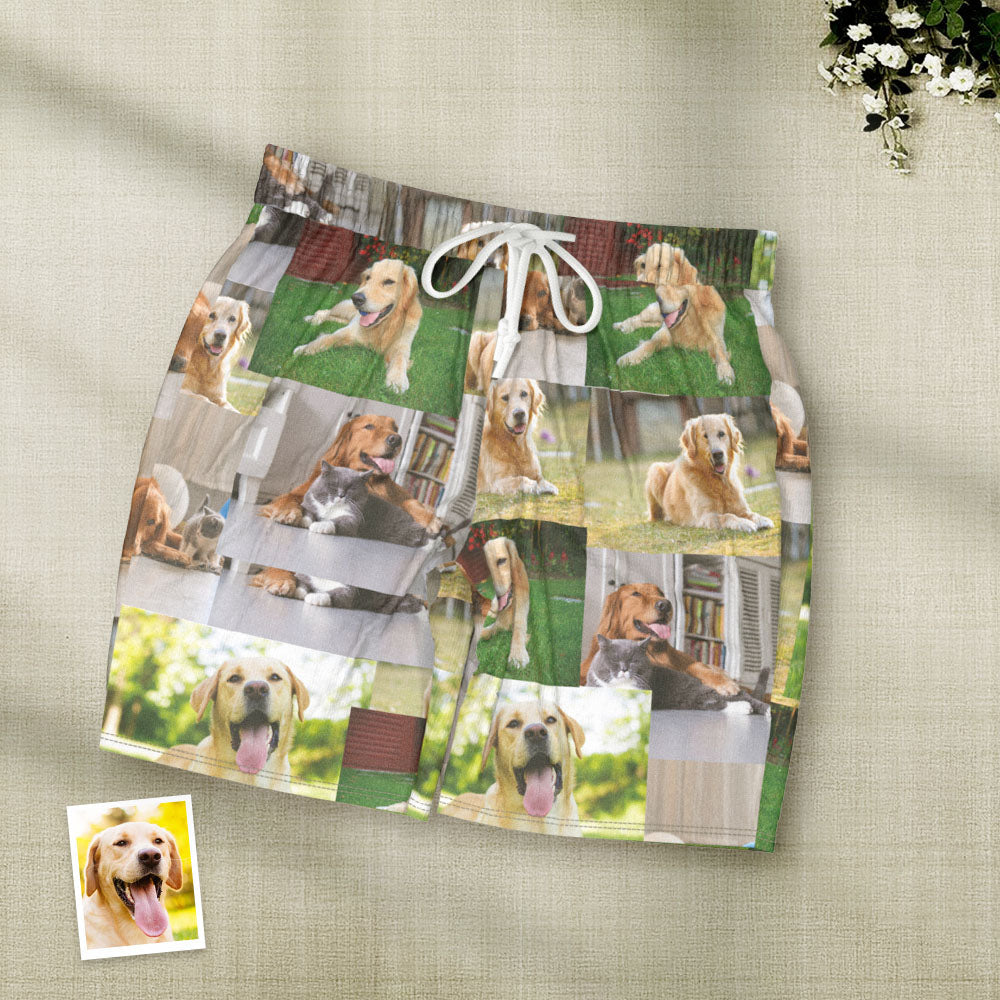 Custom Photo Pajama Shorts Personalized Short Sleeve Pajamas with 5 Photos Summer Pajama Gifts