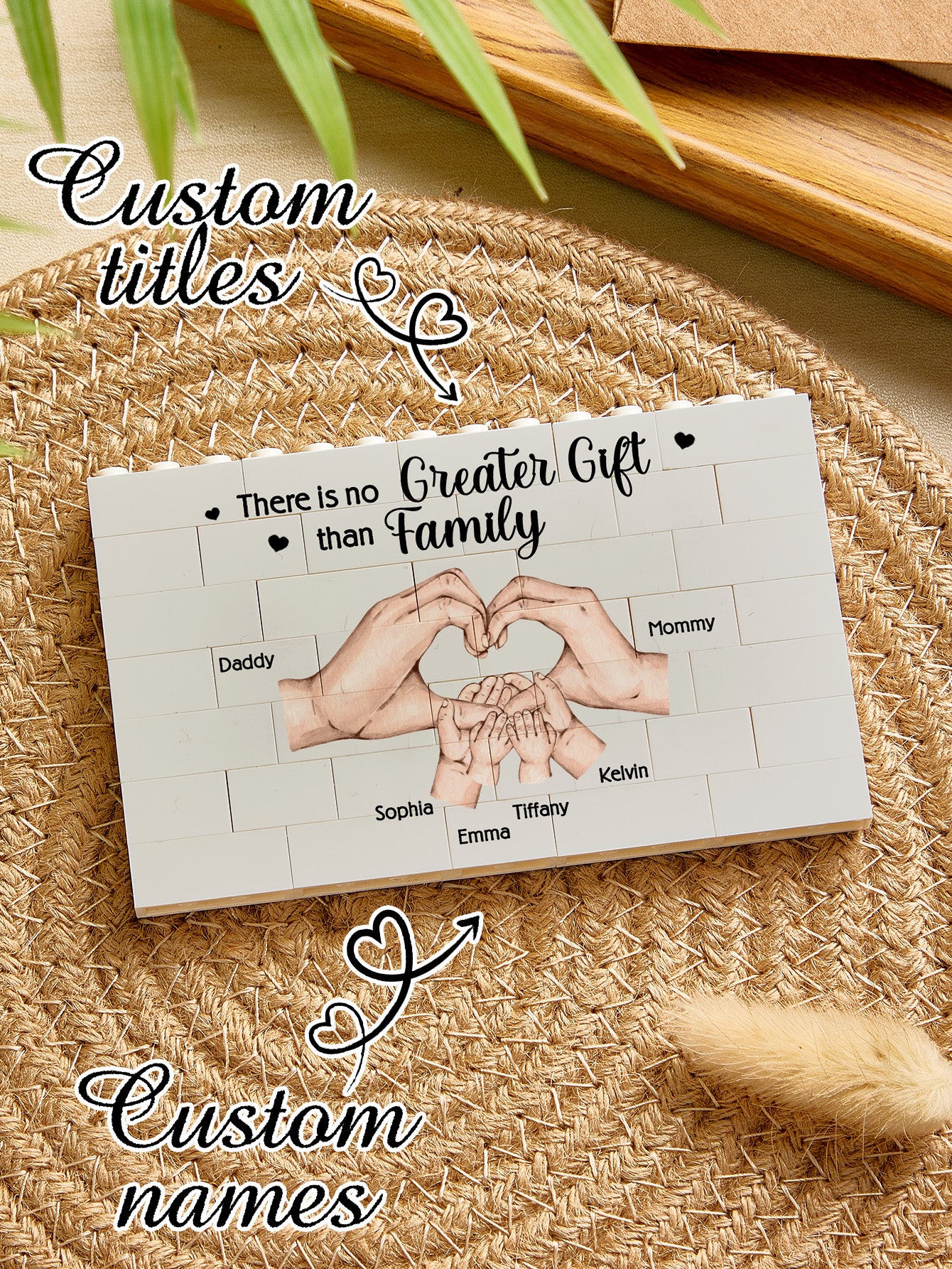 Personalized Building Brick Family Puzzle Building Brick Blocks Gift for Mother