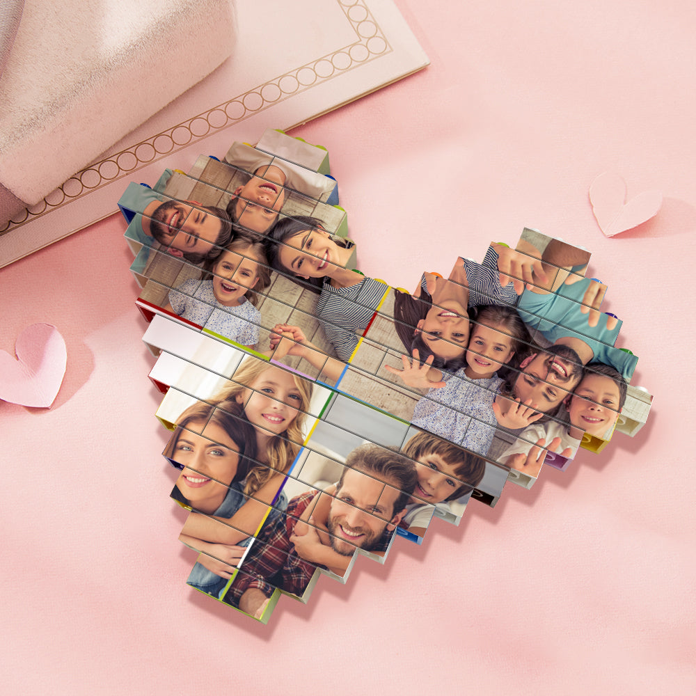 Personalised Colors Building Brick Custom Collage Photo Block Heart Shaped Brick Puzzles Gifts